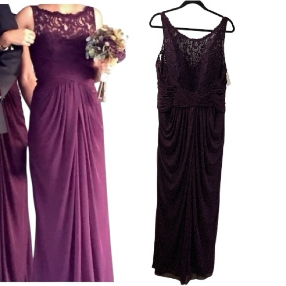 David’s Bridal NWT Style F15749 Color Plum Gorgeous Formal Gown Plus Size 18 - Picture 1 of 4